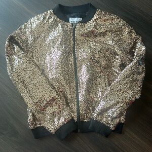 Gold Sequin Bomber Jacket Size M